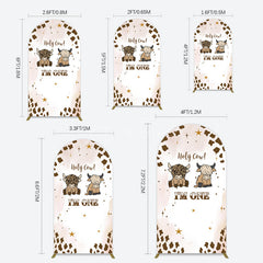Aperturee - Aperturee Coffee Cow Pattern Im One Birthday Arch Backdrop
