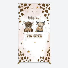 Aperturee - Aperturee Coffee Cow Pattern Im One Birthday Rectangle Backdrop