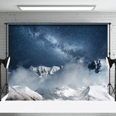Aperturee - Aperturee Cold Mist Snow Mountain Star Sky Winter Backdrop