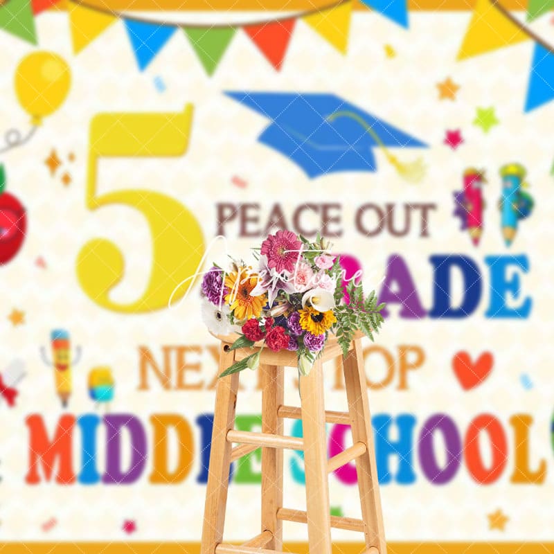 Aperturee - Aperturee Color 5th Grade Next Stop Middle School Grad Backdrop