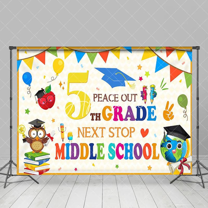 Aperturee - Aperturee Color 5th Grade Next Stop Middle School Grad Backdrop