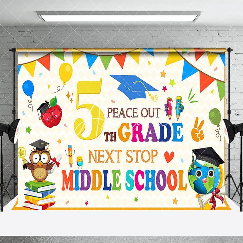 Aperturee - Aperturee Color 5th Grade Next Stop Middle School Grad Backdrop