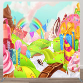 Aperturee - Aperturee Color Candyland Rainbow Birthday Pillow Case Backdrop