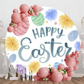 Aperturee - Aperturee Color Chrysanthemum Eggs Round Happy Easter Backdrop
