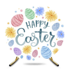 Aperturee - Aperturee Color Chrysanthemum Eggs Round Happy Easter Backdrop
