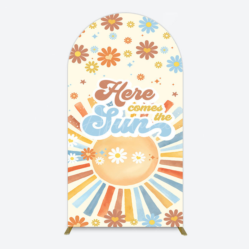 Aperturee - Aperturee Color Daisy Here Comes The Sun Birthday Arch Backdrop