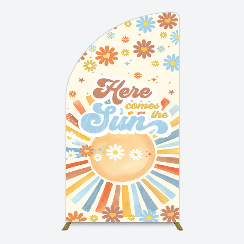 Aperturee - Aperturee Color Daisy Here Comes The Sun Birthday Half Moon Arch Backdrop