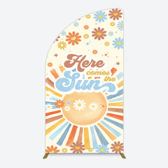 Aperturee - Aperturee Color Daisy Here Comes The Sun Birthday Half Moon Arch Backdrop