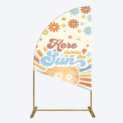 Aperturee - Aperturee Color Daisy Here Comes The Sun Birthday Half Moon Arch Backdrop