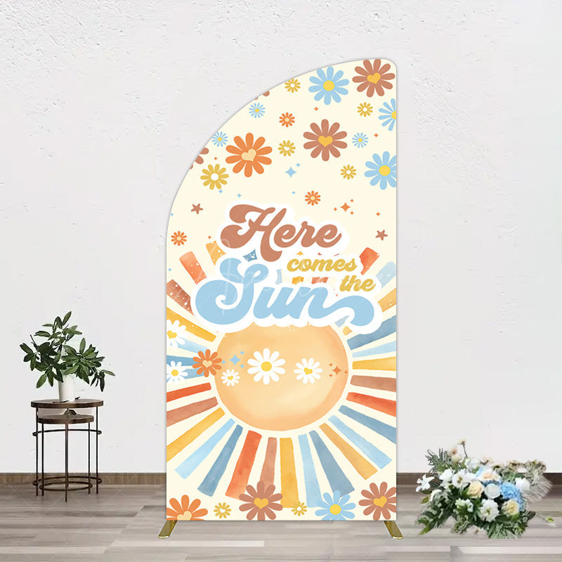 Aperturee - Aperturee Color Daisy Here Comes The Sun Birthday Half Moon Arch Backdrop