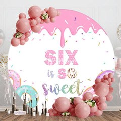 Aperturee - Aperturee Color Donut Candy Cream Six Is So Sweet Round Backdrop