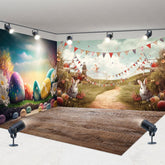 Aperturee - Aperturee Color Eggs Bunny Spring Easter Room Set Backdrop