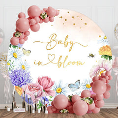 Aperturee - Aperturee Color Floral Baby In Bloom Round Gender Reveal Backdrop