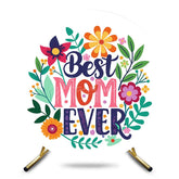 Aperturee - Aperturee Color Floral Best Mom Ever Round Mothers Day Backdrop