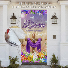 Aperturee - Aperturee Color Floral Cross He Is Risen Easter Door Cover