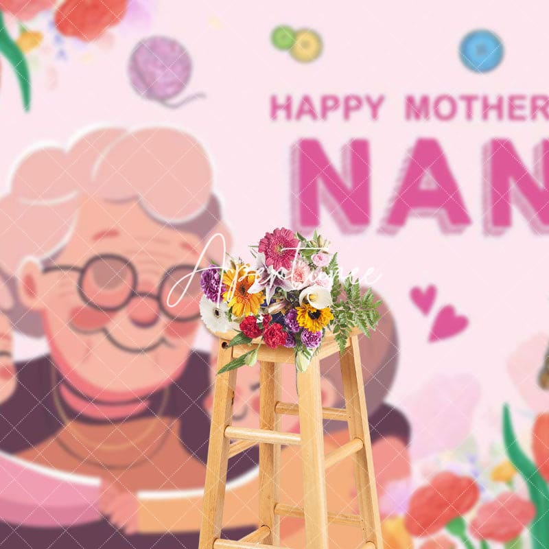 Aperturee - Aperturee Color Floral Family Heart Happy Mothers Day Backdrop