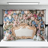 Aperturee - Aperturee Color Floral Royal Headboard Backdrop For Wedding Photo