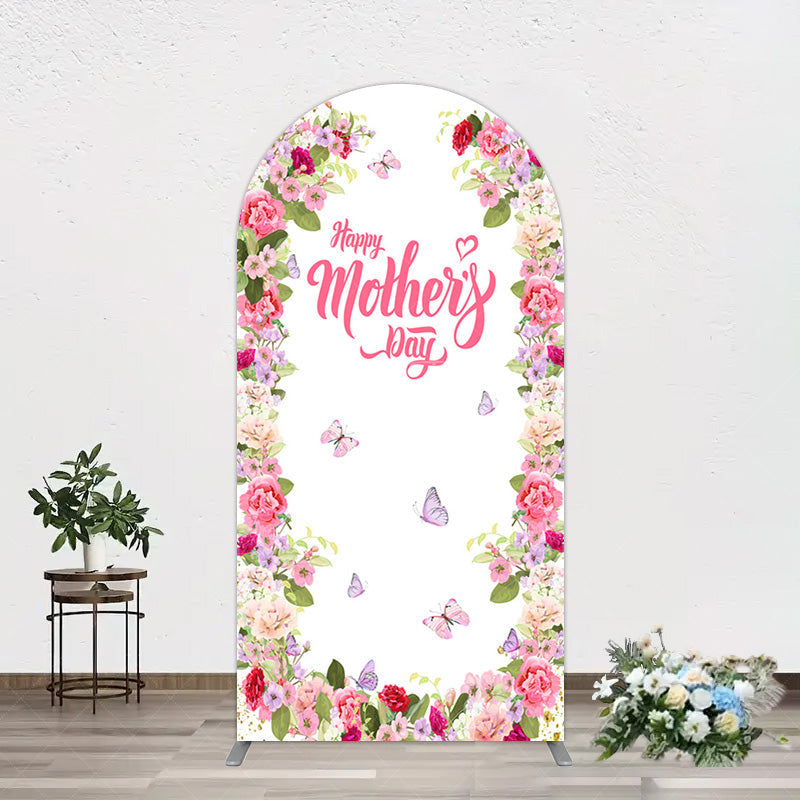 Aperturee - Aperturee Color Floral Spring Happy Mothers Day Arch Backdrop