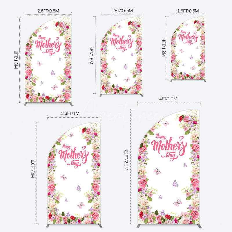 Aperturee - Aperturee Color Floral Spring Happy Mothers Day Half Moon Arch Backdrop