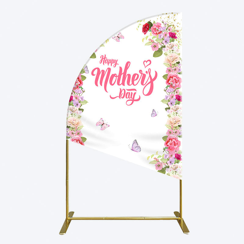Aperturee - Aperturee Color Floral Spring Happy Mothers Day Half Moon Arch Backdrop