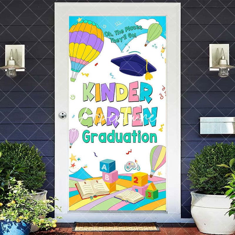 Aperturee - Aperturee Color Hot Air Balloon Kindergarten Grad Door Cover