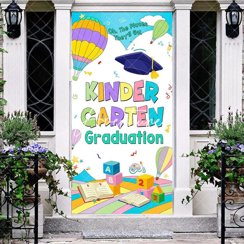Aperturee - Aperturee Color Hot Air Balloon Kindergarten Grad Door Cover