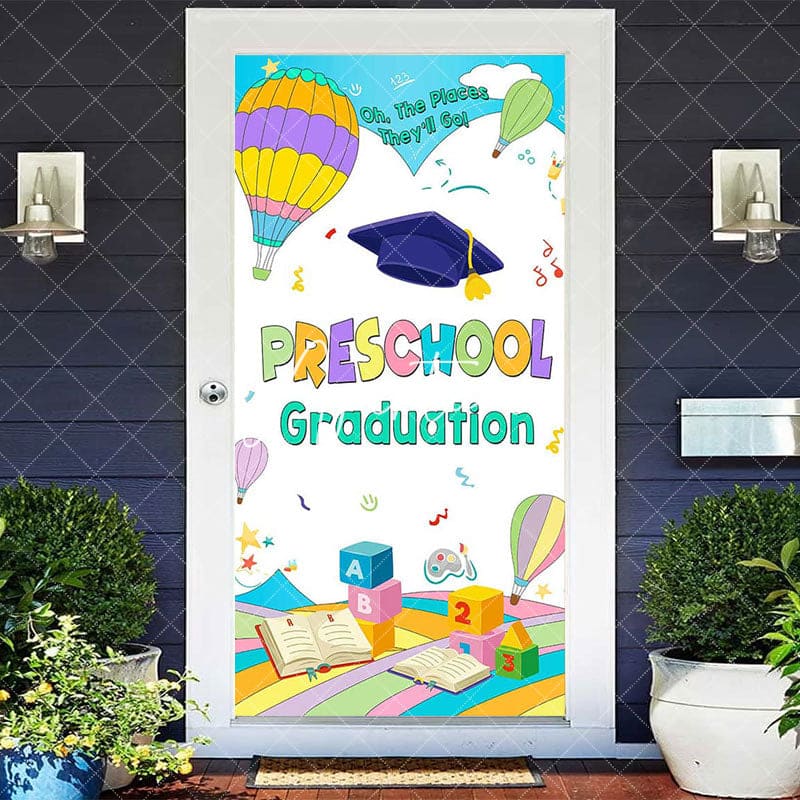 Aperturee - Aperturee Color Hot Air Balloon Preschool Graduation Door Cover