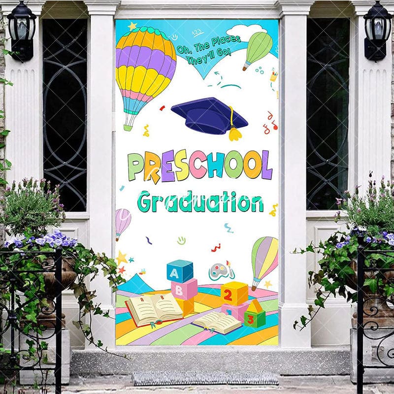 Aperturee - Aperturee Color Hot Air Balloon Preschool Graduation Door Cover