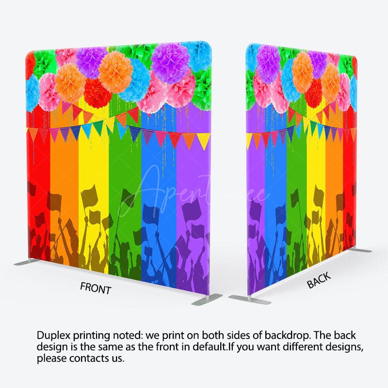 Aperturee - Aperturee Color Hydrangea Stripe LGBT Square Tension Backdrop