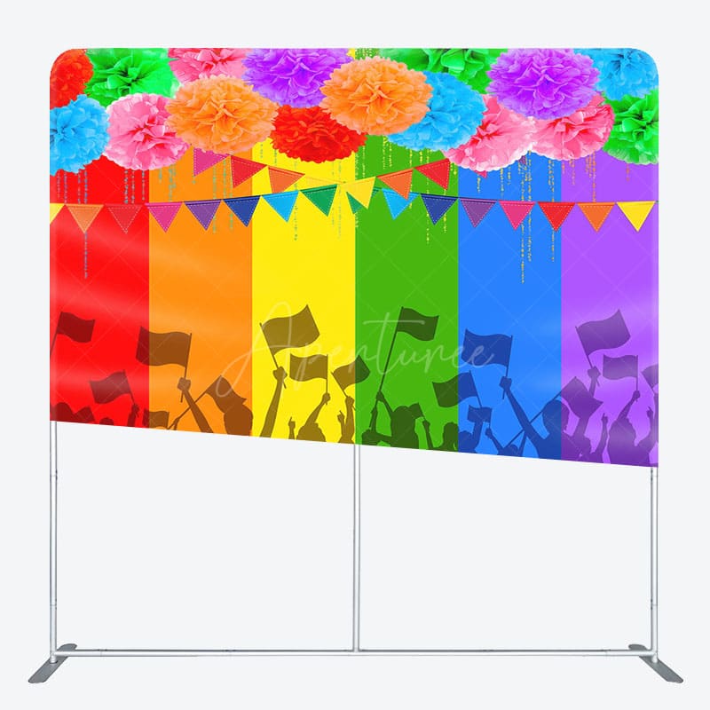 Aperturee - Aperturee Color Hydrangea Stripe LGBT Square Tension Backdrop
