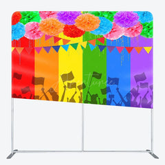 Aperturee - Aperturee Color Hydrangea Stripe LGBT Square Tension Backdrop