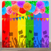 Aperturee - Aperturee Color Hydrangea Stripe LGBT Square Tension Backdrop