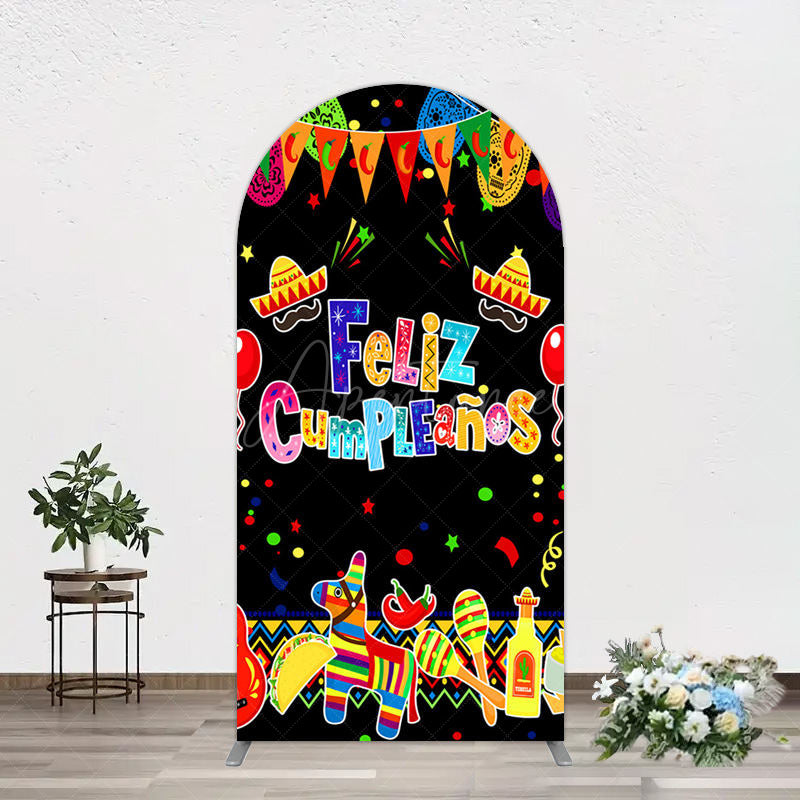Aperturee - Aperturee Color Mexican Carnival Happy Birthday Arch Backdrop