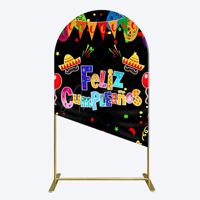 Aperturee - Aperturee Color Mexican Carnival Happy Birthday Arch Backdrop