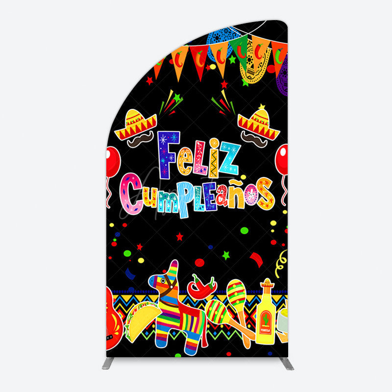 Aperturee - Aperturee Color Mexican Carnival Happy Birthday Half Moon Arch Backdrop