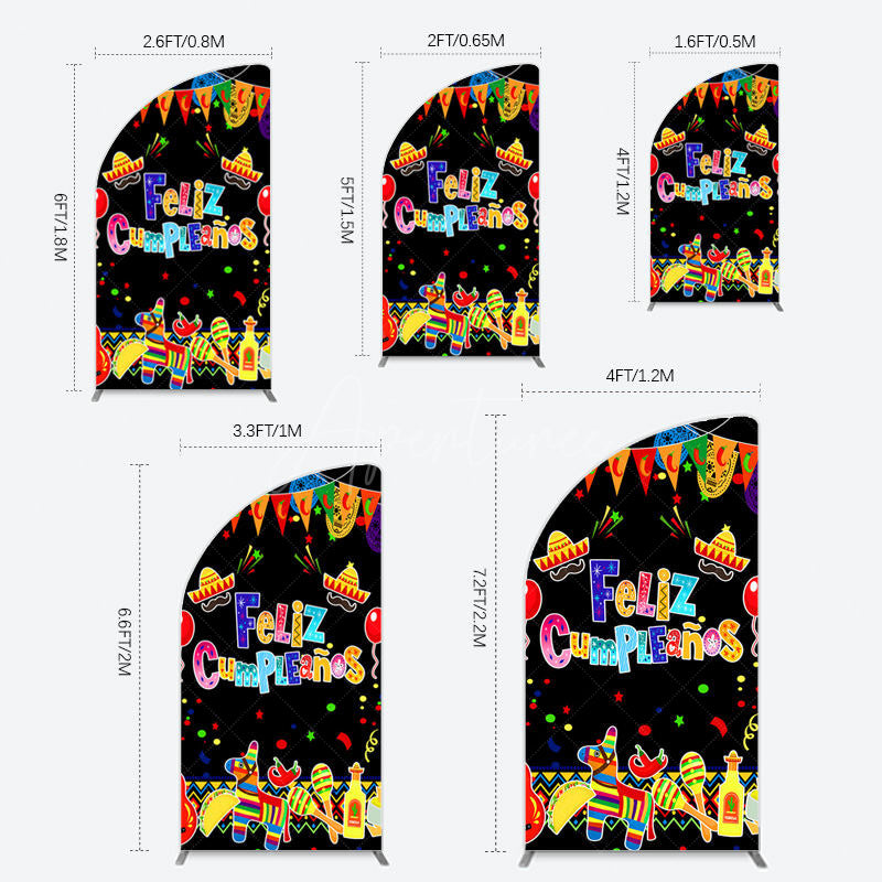 Aperturee - Aperturee Color Mexican Carnival Happy Birthday Half Moon Arch Backdrop