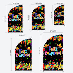 Aperturee - Aperturee Color Mexican Carnival Happy Birthday Half Moon Arch Backdrop