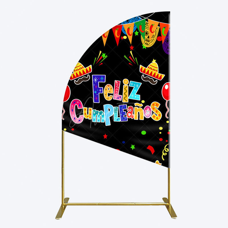 Aperturee - Aperturee Color Mexican Carnival Happy Birthday Half Moon Arch Backdrop