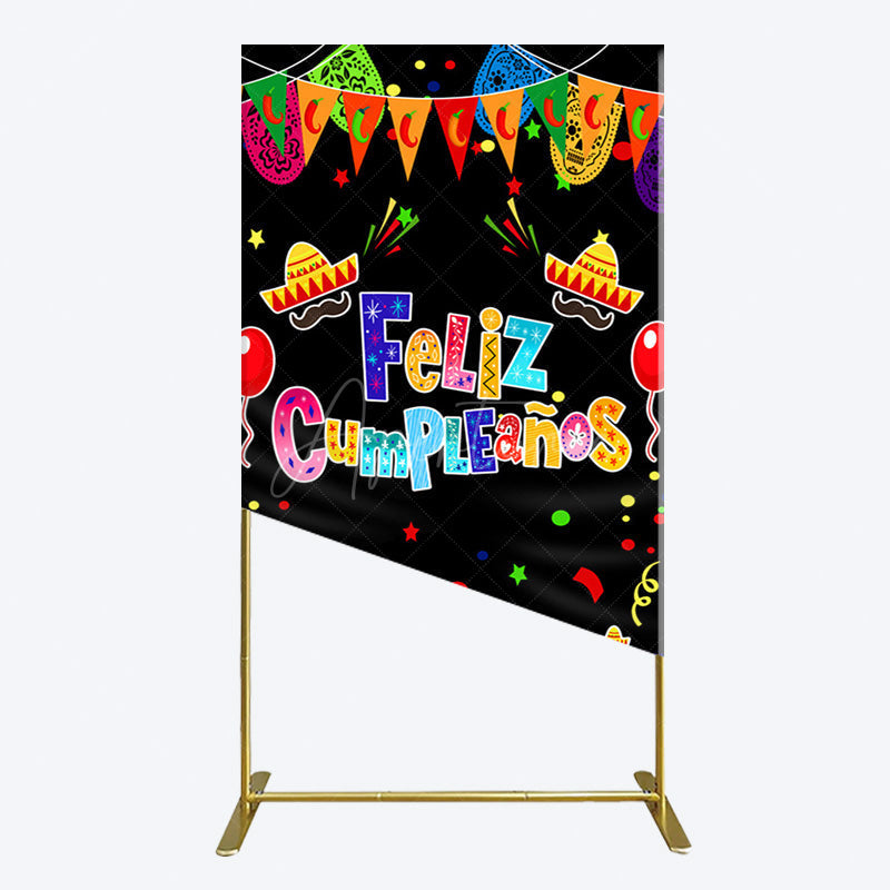 Aperturee - Aperturee Color Mexican Carnival Happy Birthday Rectangle Backdrop