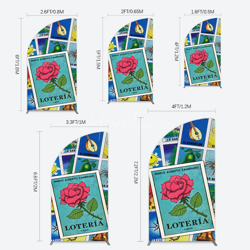 Aperturee - Aperturee Color Mexican Lottery Card Birthday Half Moon Arch Backdrop