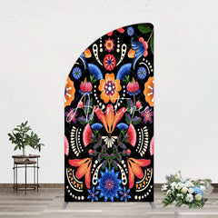 Aperturee - Aperturee Color Mexican National Floral Birthday Arch Backdrop