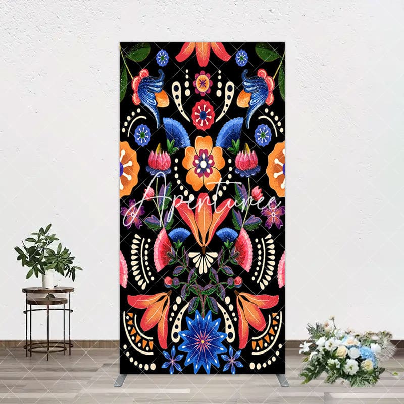 Aperturee - Aperturee Color Mexican National Floral Birthday Arch Backdrop