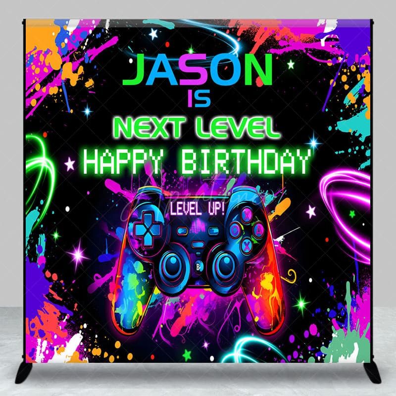 Aperturee - Aperturee Color Neon Next Level Games Custom Birthday Backdrop