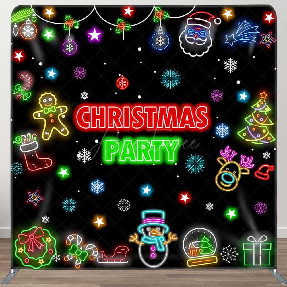 Aperturee - Aperturee Color Neon Snowflake Xmas Party Pillow Case Backdrop