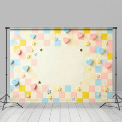 Aperturee - Aperturee Color Pop Up Hearts Stars Checkered Wedding Backdrop