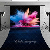 Aperturee - Aperturee Color Powder Explosion Sweep Photo Backdrop Abstract Splash Art Background Gender Reveal Smoke Floor Prop