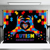 Aperturee - Aperturee Color Puzzle Heart Autism Awareness Day Backdrop