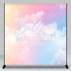 Aperturee - Aperturee Color Rainbow Clouds Custom Name Baby Shower Backdrop