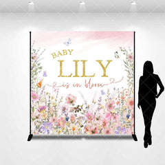 Aperturee - Aperturee Color Spring Floral Custom Name Baby Shower Backdrop