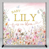 Aperturee - Aperturee Color Spring Floral Custom Name Baby Shower Backdrop